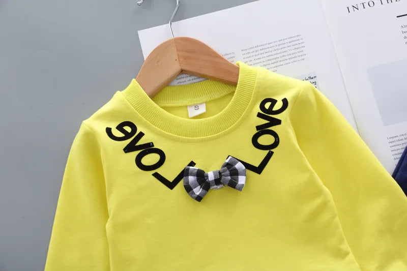 Children's Clothing Sets Bow Plaid Long Sleeve Top + Pants 2pcs Sets Toddler Girl Clothes Kids Boutique Clothes Baby Outfit Set