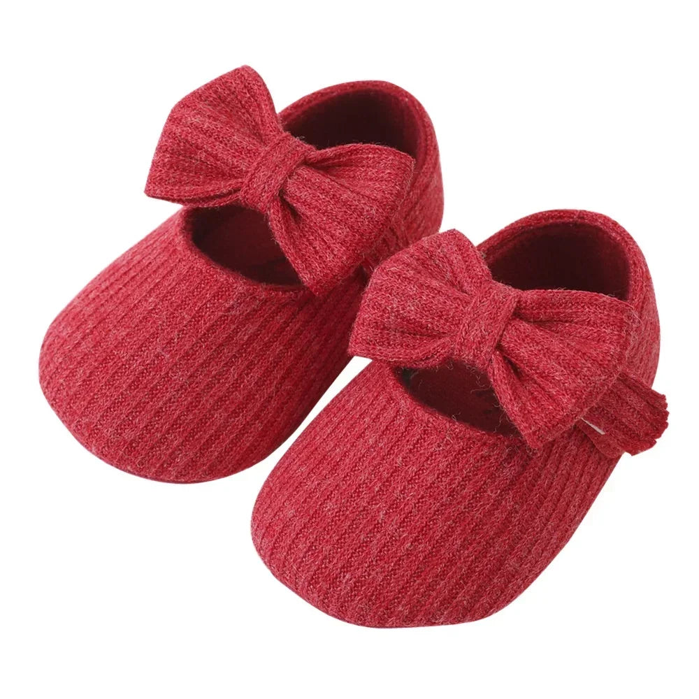 Newborn Baby Shoes Cute Bow-Knot Soft Sole Non-Slip Infant Walking Shoes for Girls 0-18 Months Princess Style First Walkers