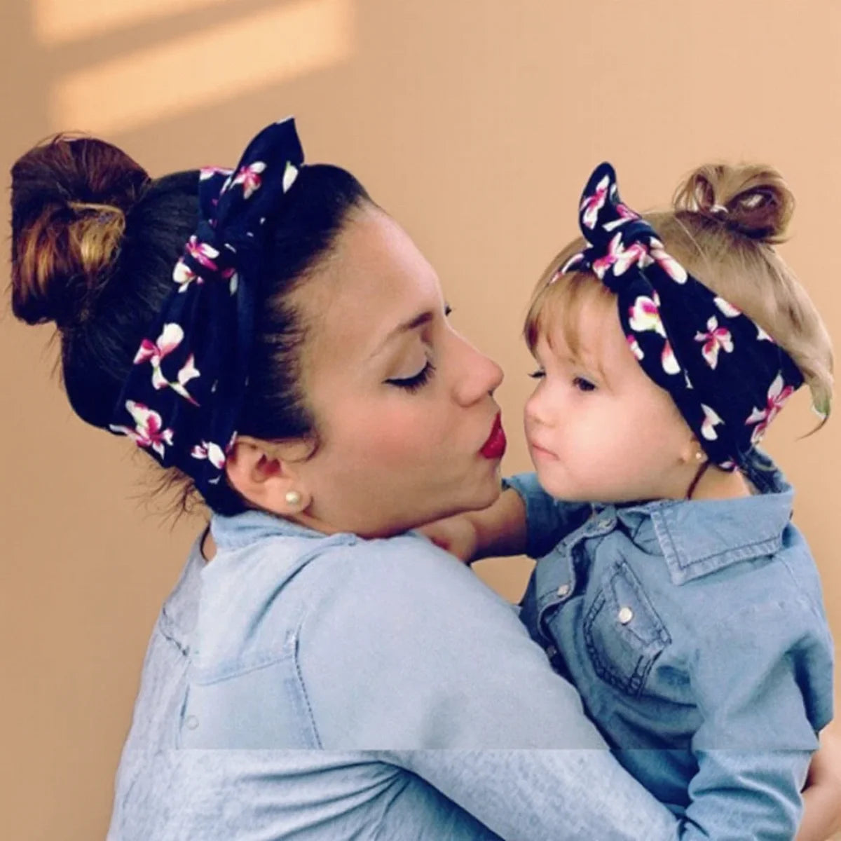 New Mother & Baby Bunny Ears Headbands 2PCS - Bow Hair Accessories Elastic Headband for Infants Toddlers Girls
