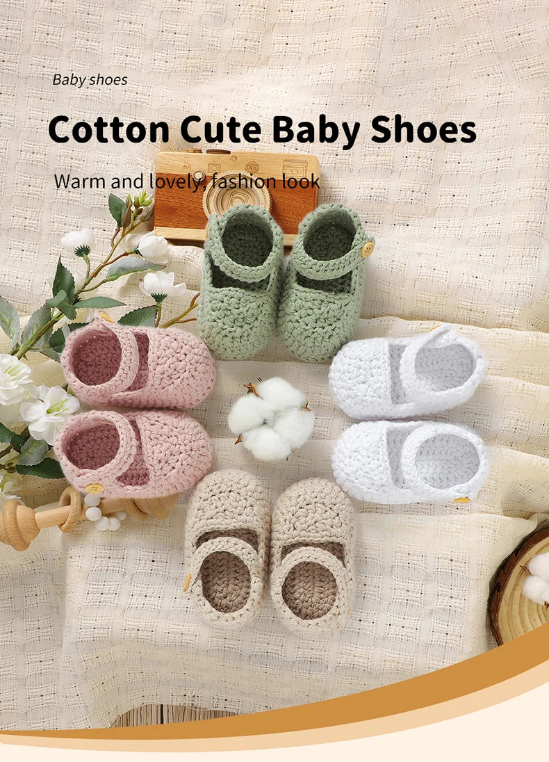 Baby Shoes 100%Cotton Knitted Newborn Boy Girl First Boots Fashion Solid Infant Footwear 0-18M Breathable Cute Shallow Seasonal