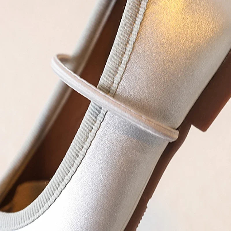 Girl Leather Shoes Simple Bowknot Princess Versatile Children's Flats Fashion Spring Autumn Kids Causal Ballet Loafers Trend New