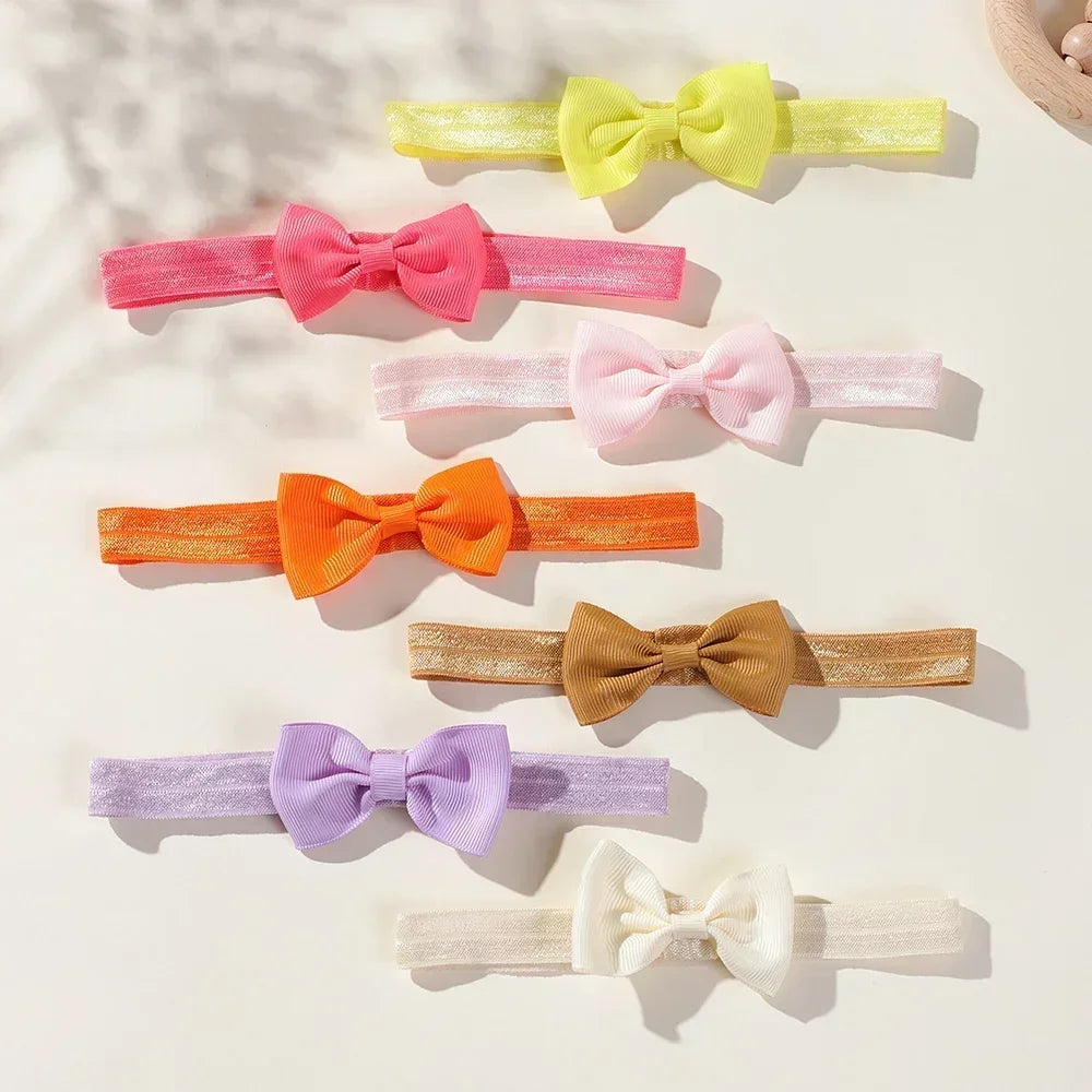 1pcs Baby Bows Head Band Elastic Ribbon Hair Band Infant Headwear Solid Color Headband Babe Casual Head Accessories Wholesale