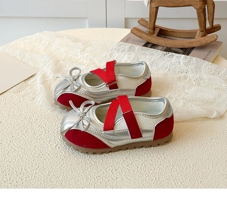Children's Little Leather Shoes for Girls Elegant Ballet Soft Sole Flexible Bow Anti Slip Toddler Fashion Princess Single Shoes