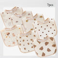 7pcs Cotton Baby Bibs Waterproof Burp Cloths Newborn Saliva Towel Cartoon Print Babies Accessories Baby Feeding Bib Items