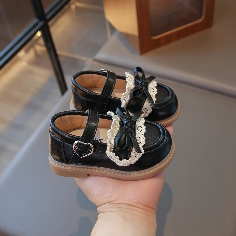 Elegant Baby Shoes Spring Autumn Girls Princess Walking Shoes Fashion Versatile Children's Leather Shoes Kids Flats Breathable