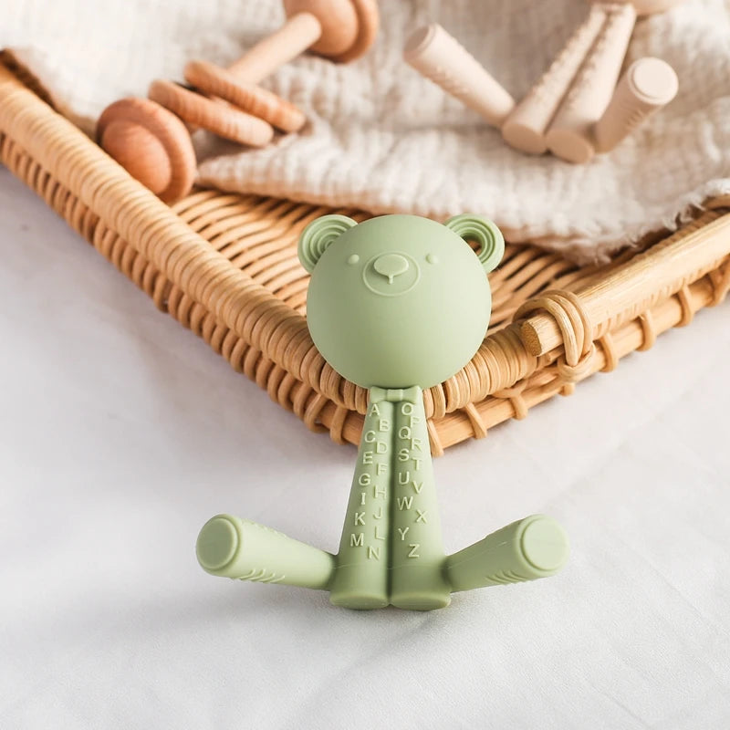 Silicone Teether Baby Toys NO BPA Baby Care Teether 0 12 Months Toys for Baby Cartoon Bear Teething Toys Things for Babies Gift