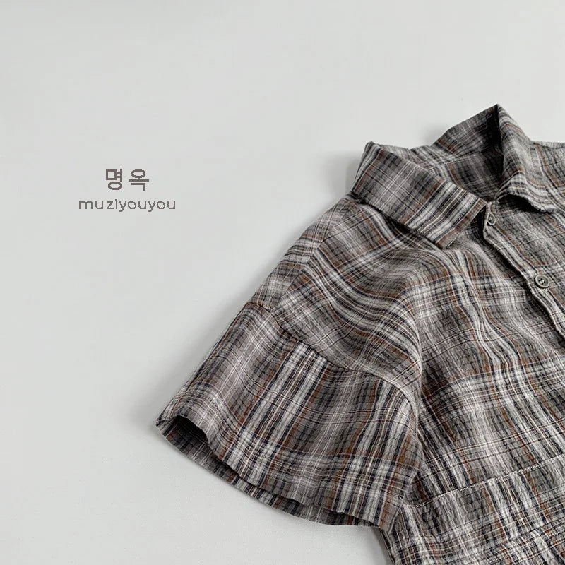 Children's Clothing Jumpsuit 2025 Spring/summer New Item for Boys and Girls, Thin Plaid Jumpsuit for Babies, Children's Pants