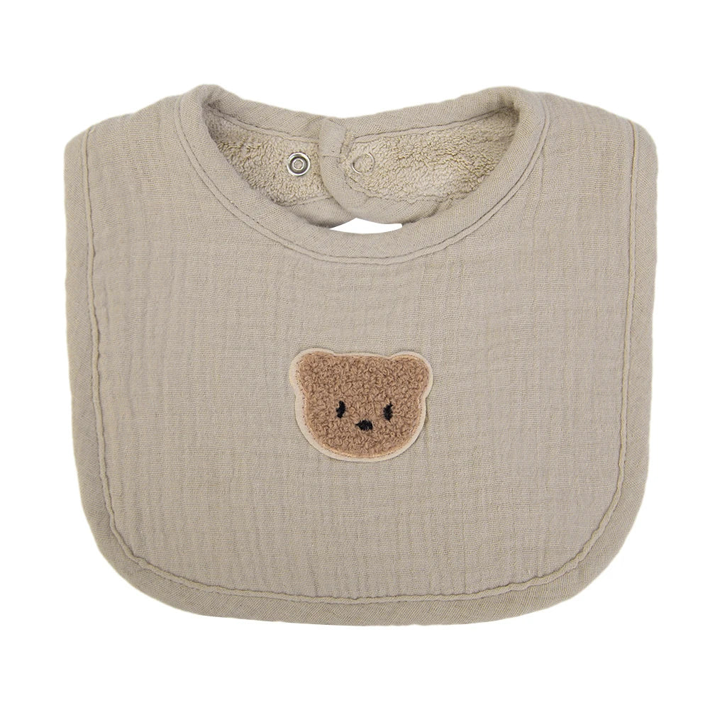 Cute Bear Muslin Cotton Baby Bibs Saliva Towel U-Absorbent Pockets Korean Children Kids Boys Girls Bandanas Feeding Burp Clothes
