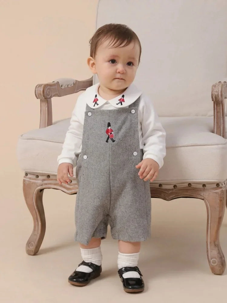 Winter New Baby Eid Clothes Baby Knitwear Newborn Embroidered Strappy Pants Set Boutique Kids Clothing birthday Spanish Boys