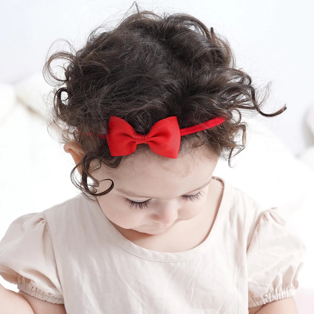 5Pcs/Set Elastic Baby Headband Solid Corduroy Ribbon Bow Headscarf Hairband Newborn Cute Knitted Headband Babe Hair Accessories