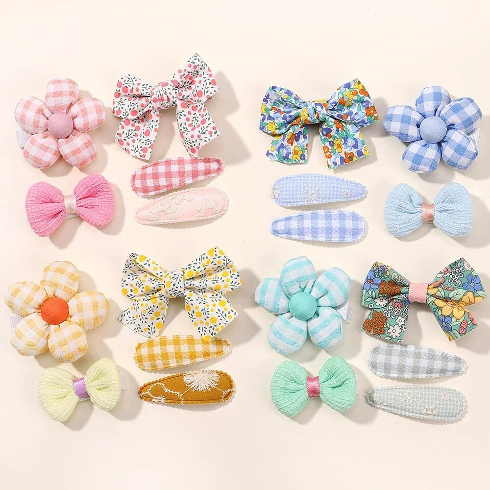 Juego de 5 pinzas para el pelo de niña, diseño floral, lazo de conejo, princesa, para niña pequeña, horquilla lateral, accesorios para el pelo.