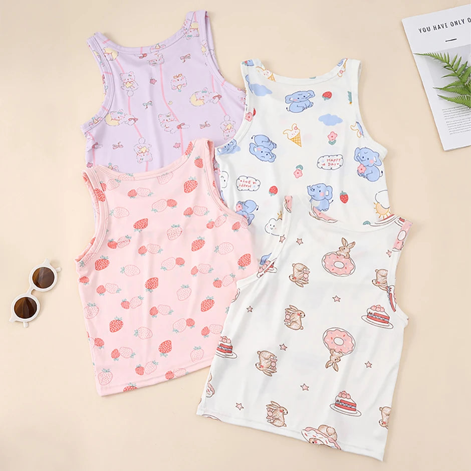 1/3/4 Piezas Chaleco Joker de Color Sólido Delgado para Niños Cuatro Estaciones Camisa de Fondo Suelta y Cómoda para Niño Camiseta Dulce y Encantadora para Niña