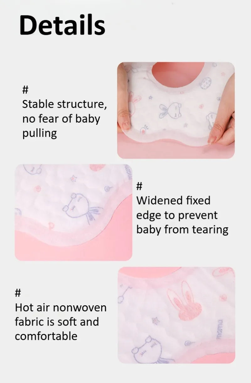 20PCS Disposable Bibs for Babies Toddler Feeding Baby Bibs Soft Absorbent Leakproof Individually Packaged for Travelling Outdoor