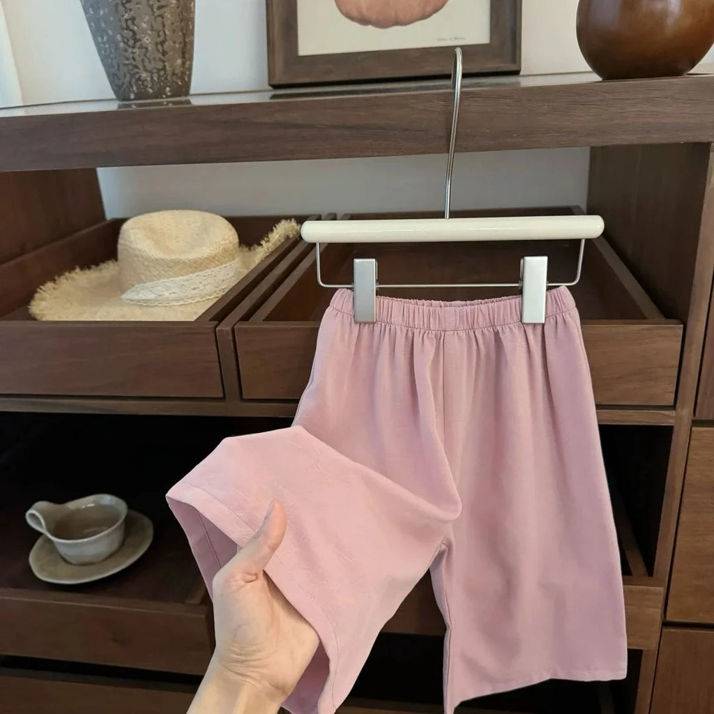Baby Girl's Clothing  Sets Children New Chinese Style Pink Jacquard Cheongsam Vest+ Straight Leg Pants Grils Elegant Set