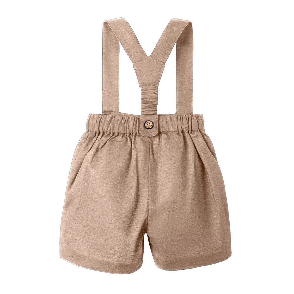 Summer Baby Boys Clothes Suit 1-4Y Kids Short-sleeded Solid Shirt and Elastic Waist Shorts for Boy Daliy Birthday Clothes Set