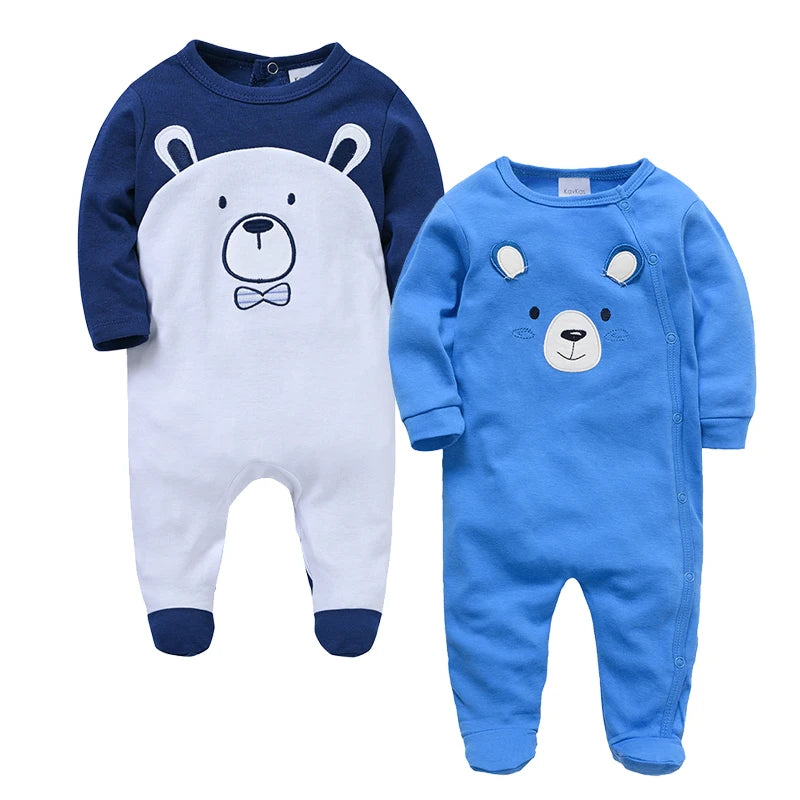 KAVKAS 1/2/3 Pcs Baby Boys Rompers Cartoon Print Overalls Cotton Infant Clothing Kids Jumpsuit Newborn Pajimas 0-3 Months