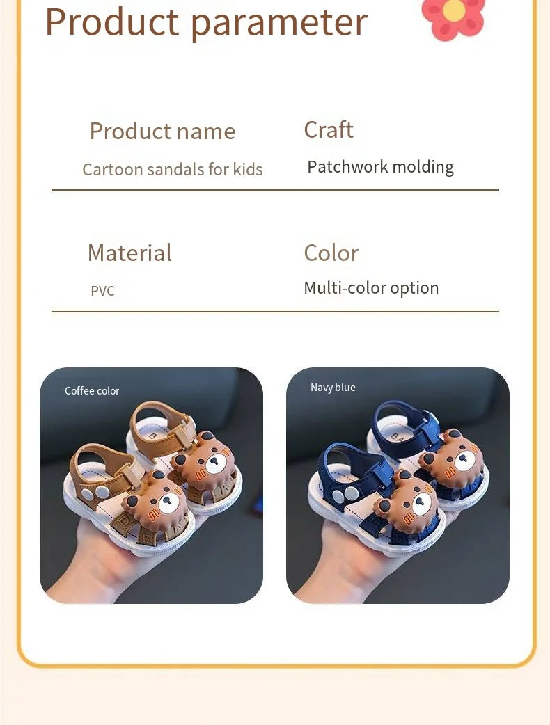 Children's Sandals 2024 Summer Boys Anti-kick Non-slip Soft-soled Infants and Toddlers 0-3 Years Old Baby Bag Head Toddler Shoes