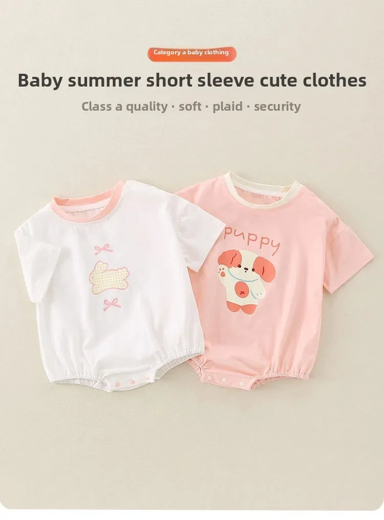 Ropa de verano para bebés, 100 % algodón, ropa fina de manga corta para el verano, ropa para gatear, ropa para niños