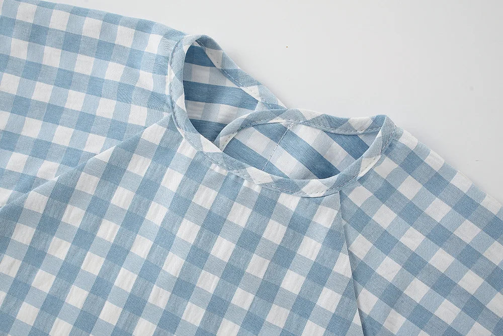 Peto de comida de verano para bebés, petos impermeables para niños y niñas, ropa de niños, delantal sin necesidad de lavar, petos de algodón a cuadros sin mangas
