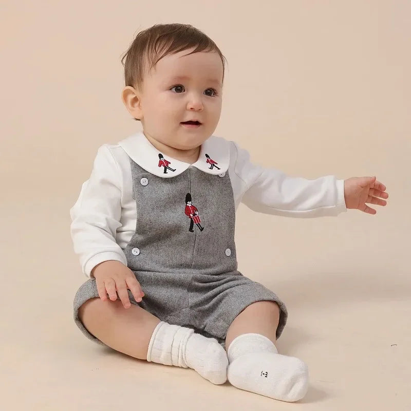 Winter New Baby Eid Clothes Baby Knitwear Newborn Embroidered Strappy Pants Set Boutique Kids Clothing birthday Spanish Boys
