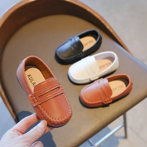 Boy Leather Shoe Fashion Solid Color Versatile Kids School Causal Single Shoes Breathable Non-slip Children Slip-on Flat Loafers
