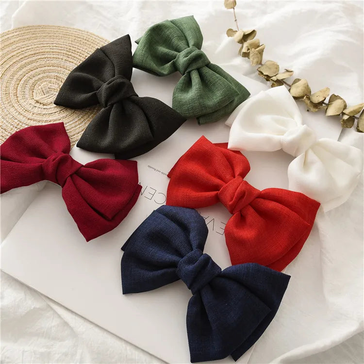 Pasadores de pelo con lazo para niñas, pinzas dulces de princesa para bebés, horquillas de color sólido, pasadores de tela, accesorios para el pelo de niños