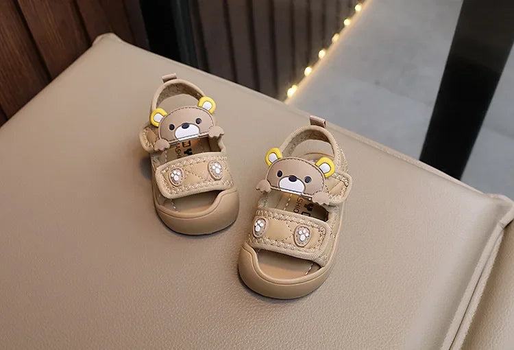 Toddler Sandals 2025 Summer Baby Beach Shoes Cute Cartoon Bear Infant Sandals Protect-toe Unisex Baby Boy Girl Sandals