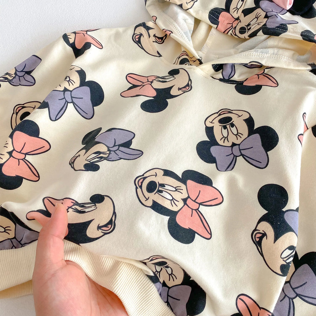 Cute Minnie Hoodies Suit For Girl Clothes Autumn Loose Fashion Popular Children Long Sleeve Tracksuits Tops Trousers 1 2 3 4 5y