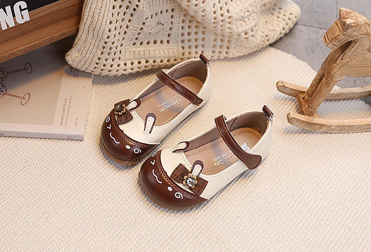 Baby Girls Leather Shoes with Cartoon Ornament 2026 New Spring Toddler Ballet Flats Soft Sole Trendy Kawaii Style Party Dress Up