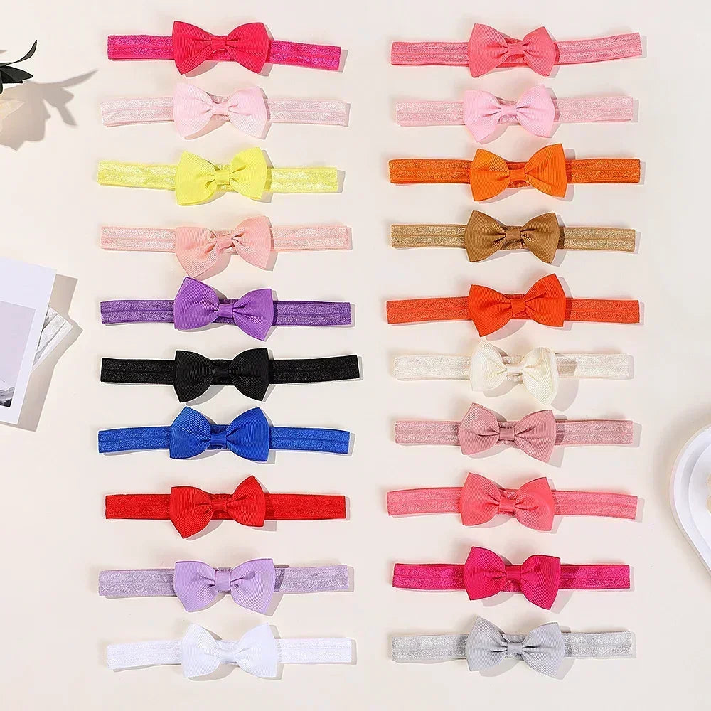 1pcs Baby Bows Head Band Elastic Ribbon Hair Band Infant Headwear Solid Color Headband Babe Casual Head Accessories Wholesale