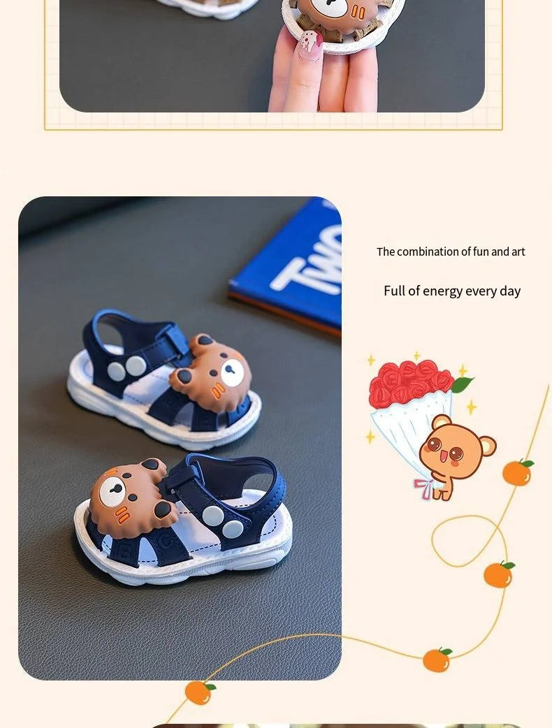 Children's Sandals 2024 Summer Boys Anti-kick Non-slip Soft-soled Infants and Toddlers 0-3 Years Old Baby Bag Head Toddler Shoes