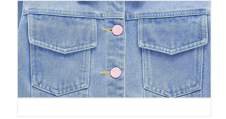 Lovely Style Babi Girls Casual Blue Denim Jacket Coat with Bow Embroidery Kids Child Fashion Spring Autumn Streetwear Outfit