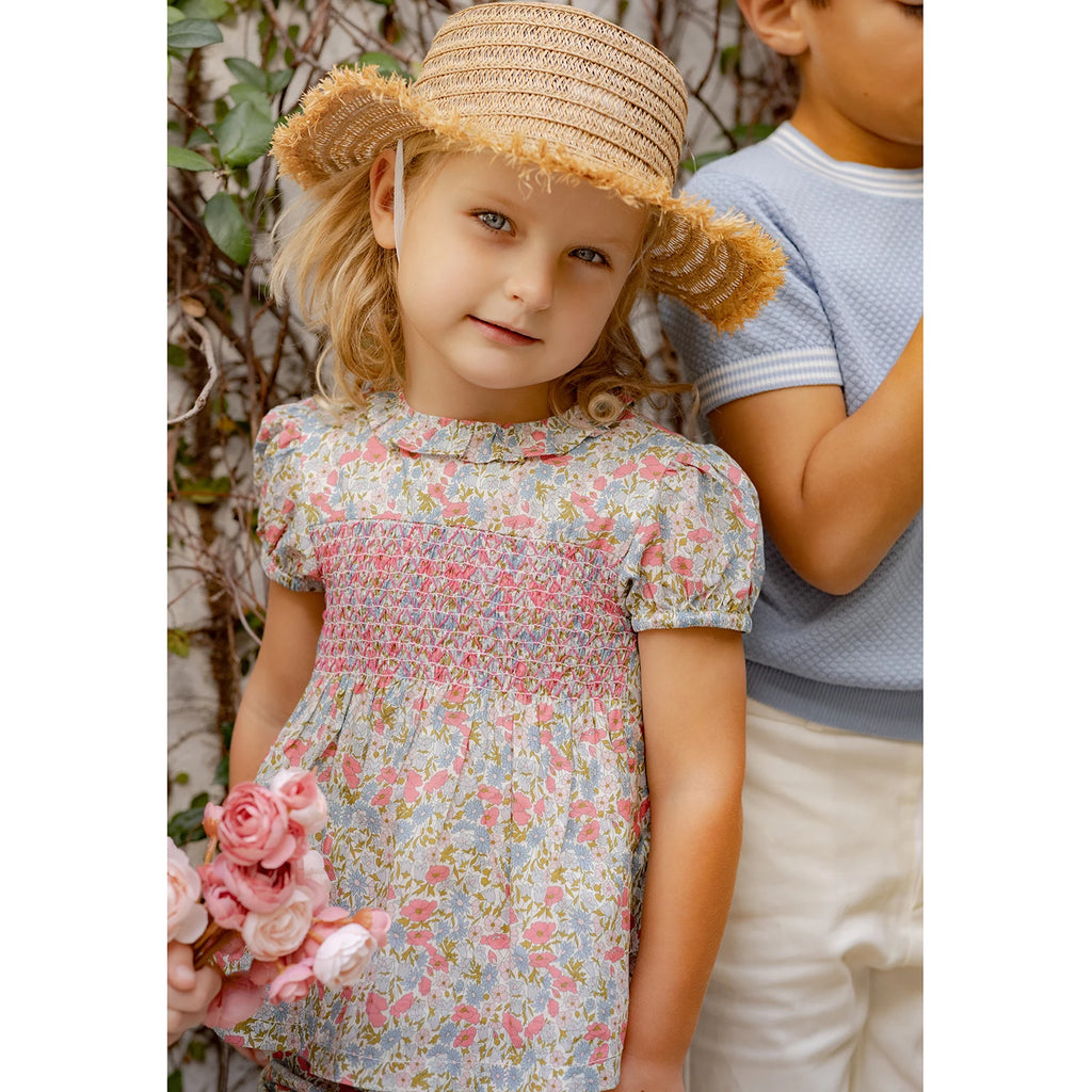 AP Chelsea Bloom Collection  SS26 Floral Smocking Dress Baby Girls Overalls Set Brothers Sisters Family Matching Embroidery Knit