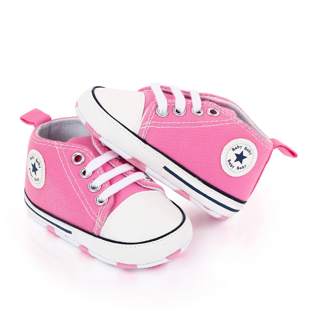 Spring New Baby Shoes Boy and Girl Classic Canvas Casual Sneakers Soft Sole Non-Slip Walking Newborn Toddler Shoes First Walkers