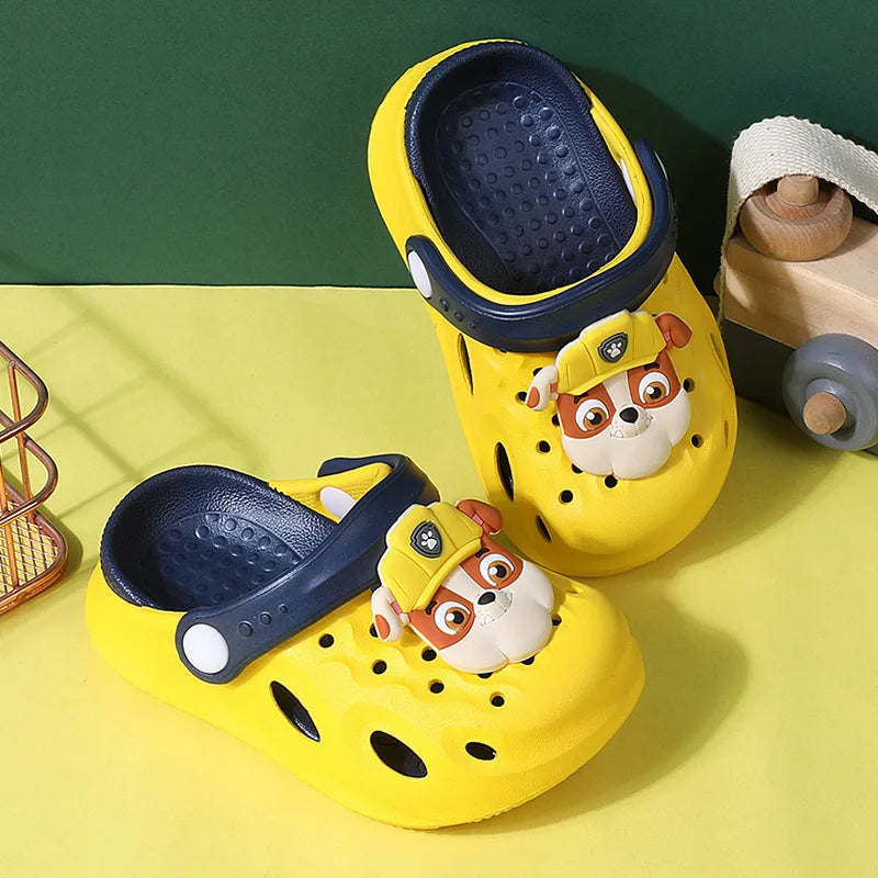 Paw Patrol Chase Clogs | Adorable 3D Dog + Nature Decor | Adjustable Strap | Breathable EVA Slippers for Toddler Boys
