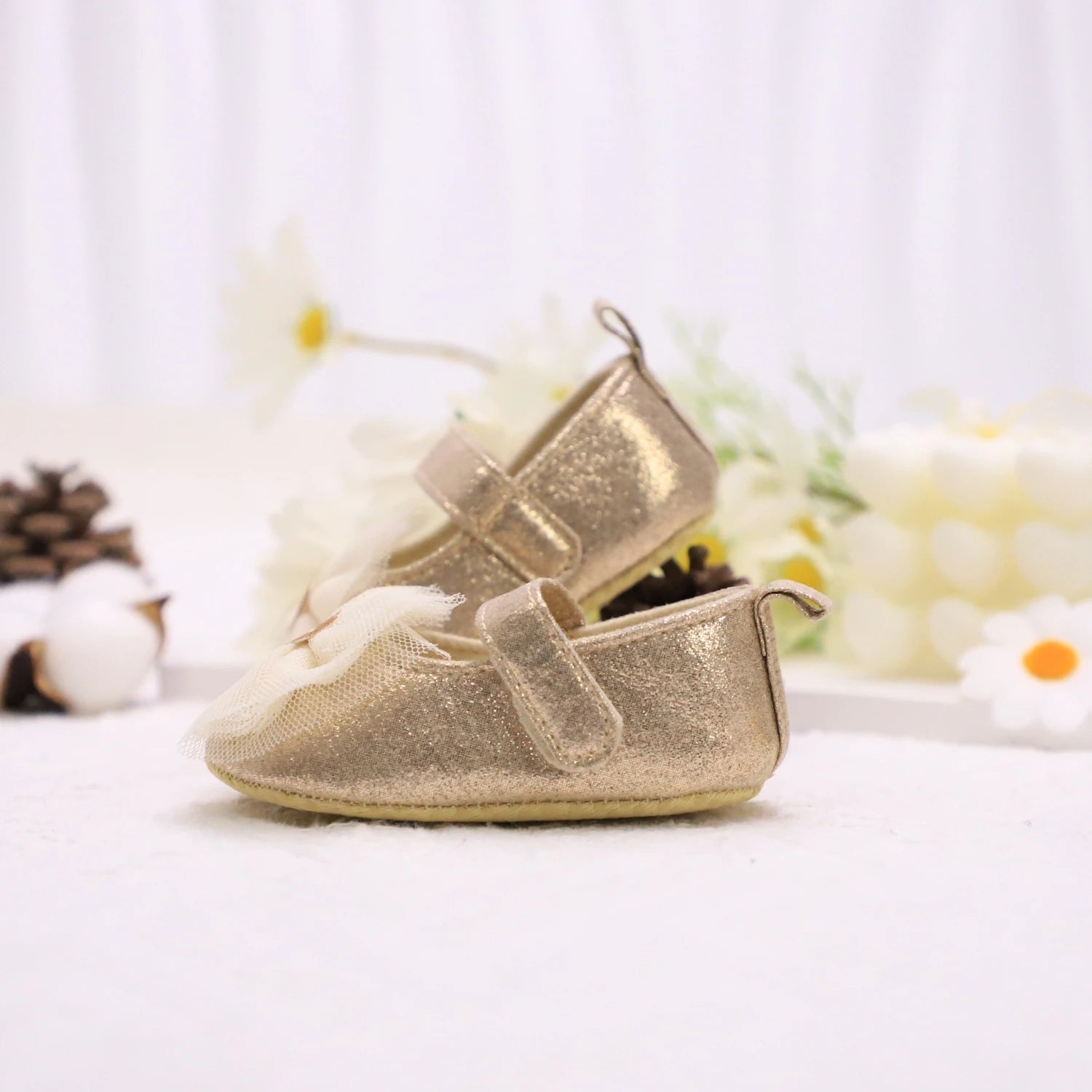 Baby Steps Schuhe Babys erste Lauflernschuhe Babyschuhe Atmungsaktiv Rutschfest Mädchen Modeschuhe Prinzessinnen Spitzenstil