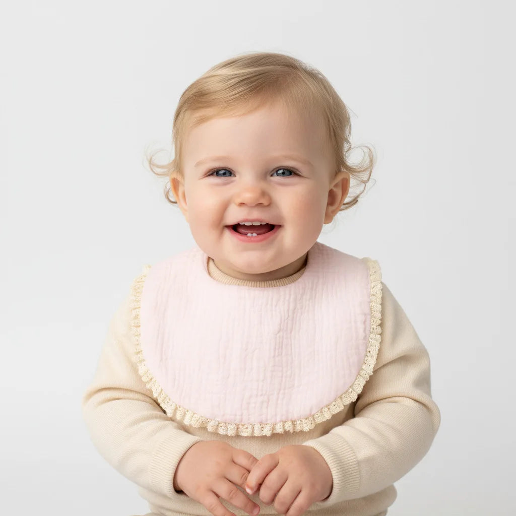 Babero de Doble Capa de Algodón Puro Clase A para Recién Nacido, Tela Absorbente de Gasa para Bebé, Paño para Babear, Accesorio para Fotos, Suave, Cómodo, Unisex 0-3 Meses