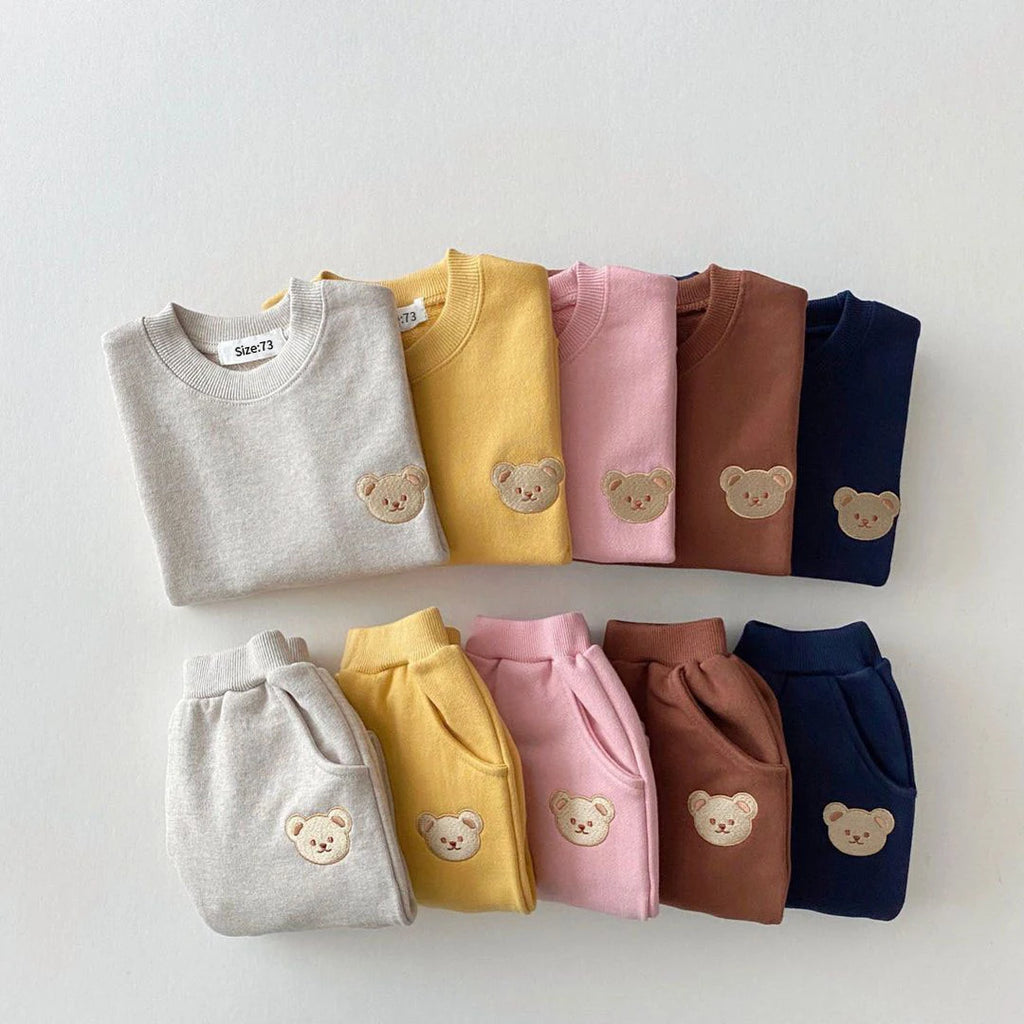 Conjuntos de ropa de otoño para bebés niños y niñas, conjunto de ropa para bebés, sudadera deportiva con oso y pantalones, 2 piezas, trajes