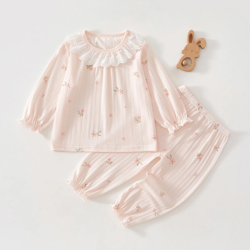 Babykleidung Sommer Outfit für Mädchen, Klasse A, 6-12 Monate, Baby Klimaanlagen Kleidung, Zweiteiliges Set, Sommer dünne Faser 80