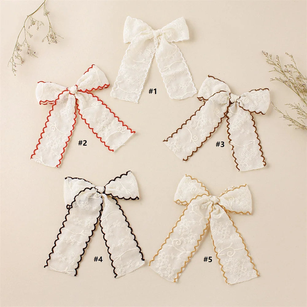 1pcs Baby Girl Hairpins White Lace Bows Hair Clips Cute Hair Pin Barrettes School Girls Kids Headwear Children Hair Accessories