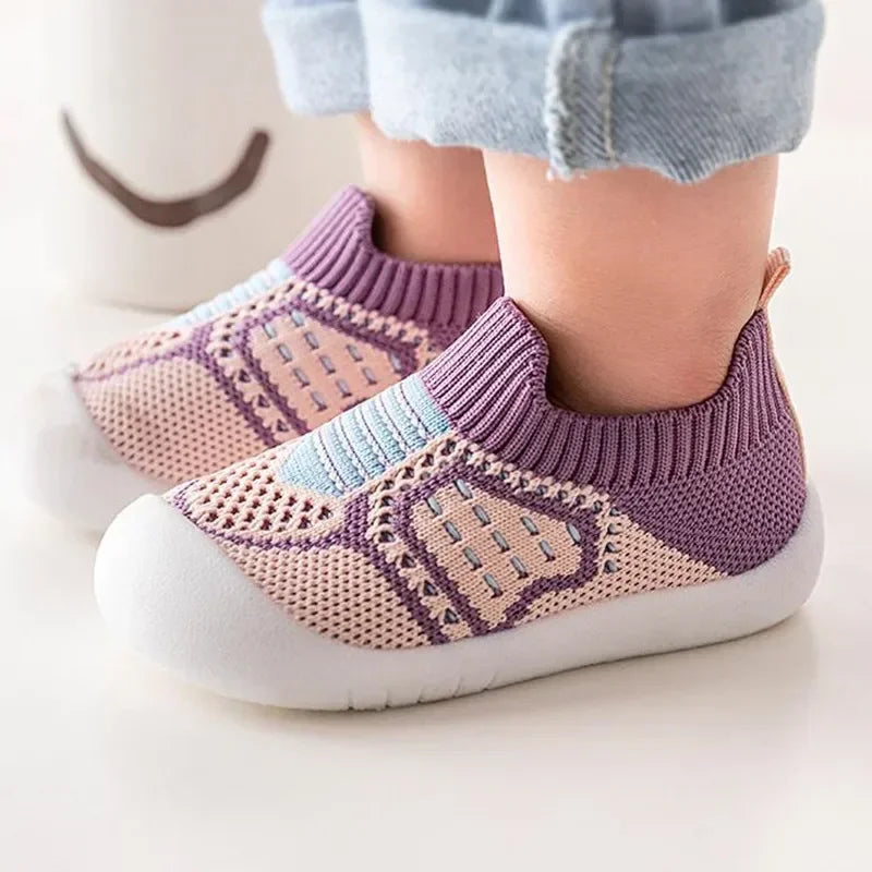 Baby Schuhe Anti-Rutsch Atmungsaktive Krabbelschuhe mit Gummisohle für Kinder Mädchen Jungen Mesh Schuhe Weiche Sohle Hausschuhe