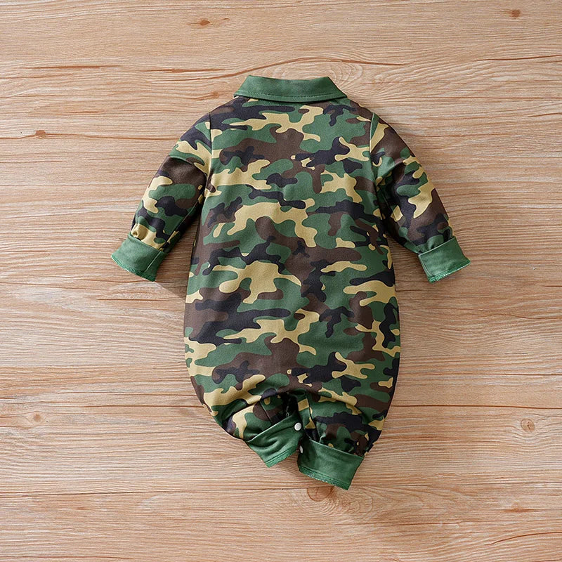 Newborn Clothes Cool Camouflage Badge Comfortable And Soft 0-18 Boys And Girls Spring And Autumn Long Sleeved Baby Jumpsuit