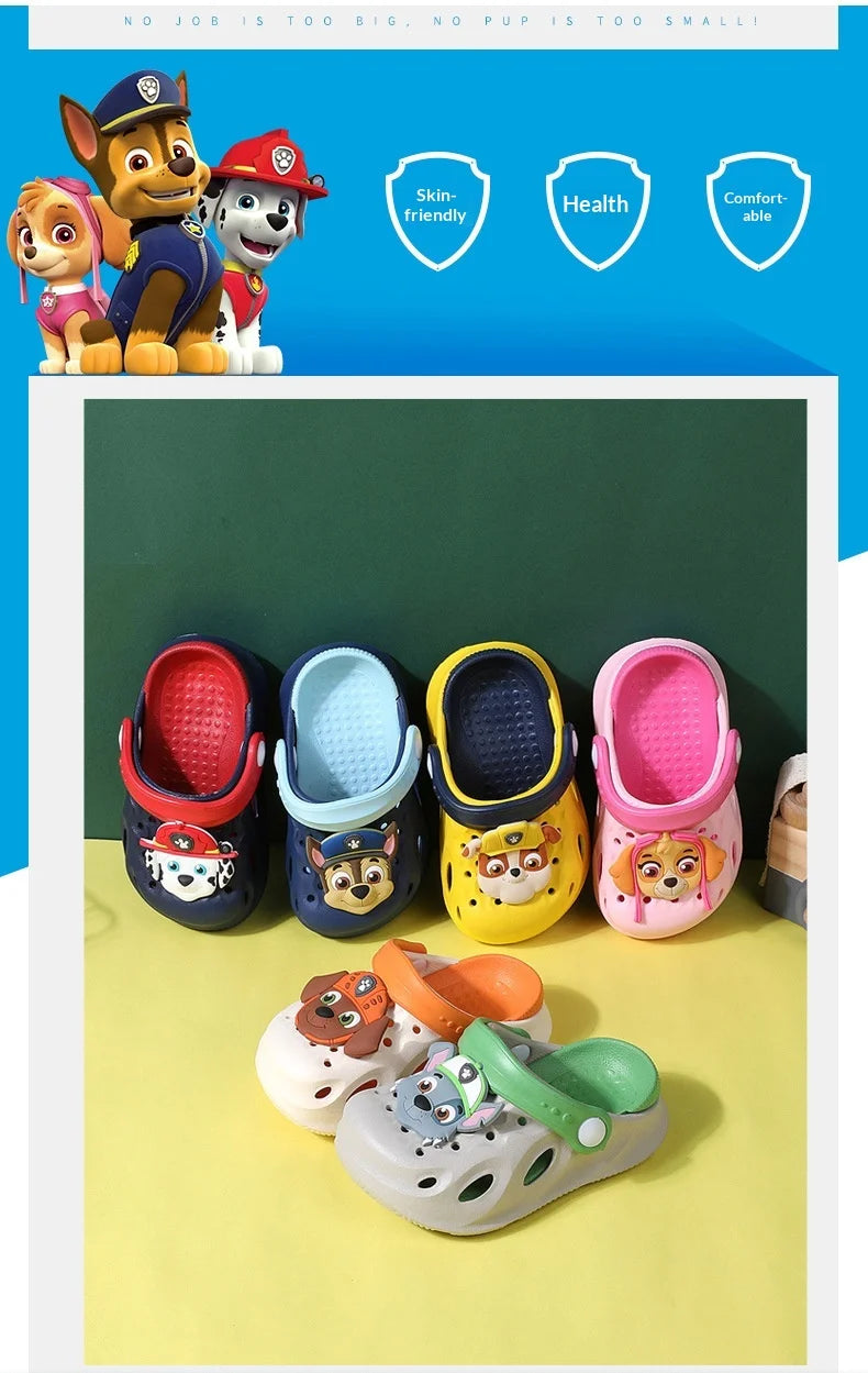Zuecos de Chase de La Patrulla Canina | Adorable perro 3D + decoración de naturaleza | Correa ajustable | Pantuflas transpirables de EVA para niños pequeños