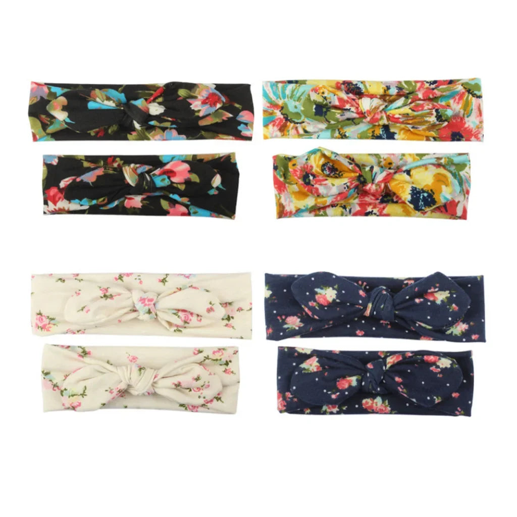 2pcs Parent-Child Headwear Mom Daughter Matching Hairband Set Turban Baby Girls Twist Knot Headbands Family  Accessories