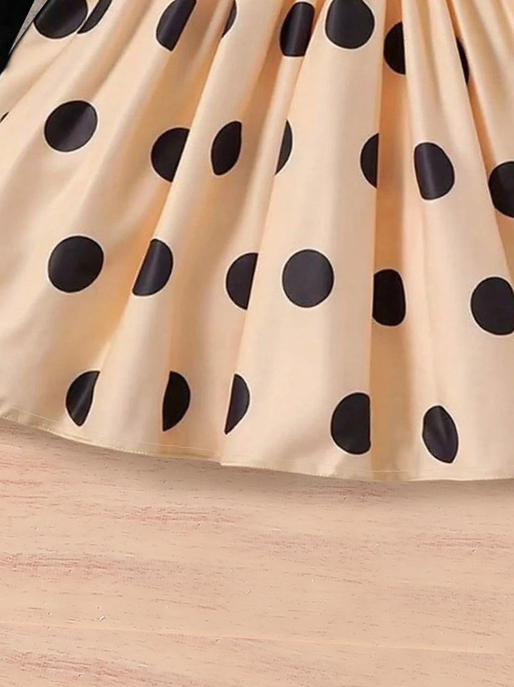 Baby Girl's Elegant Spring and Autumn Dress, Baby Girl's Lace Mesh Edge Round Neck Soft Long-Sleeve Patchwork Polka Dot All-Over Print Mid-Length Dress, Toddler Outdoor Elegant and Comfortable Clothing, Baby's Daily Outing Si