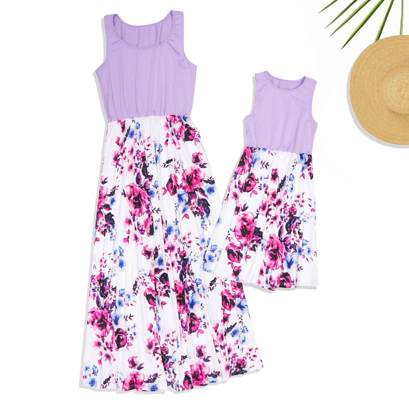 2026 Mom And Daughters Matching Clothes Floral Girls Dress Mom Women Frech Style Dress Causal Kid Girls Costume