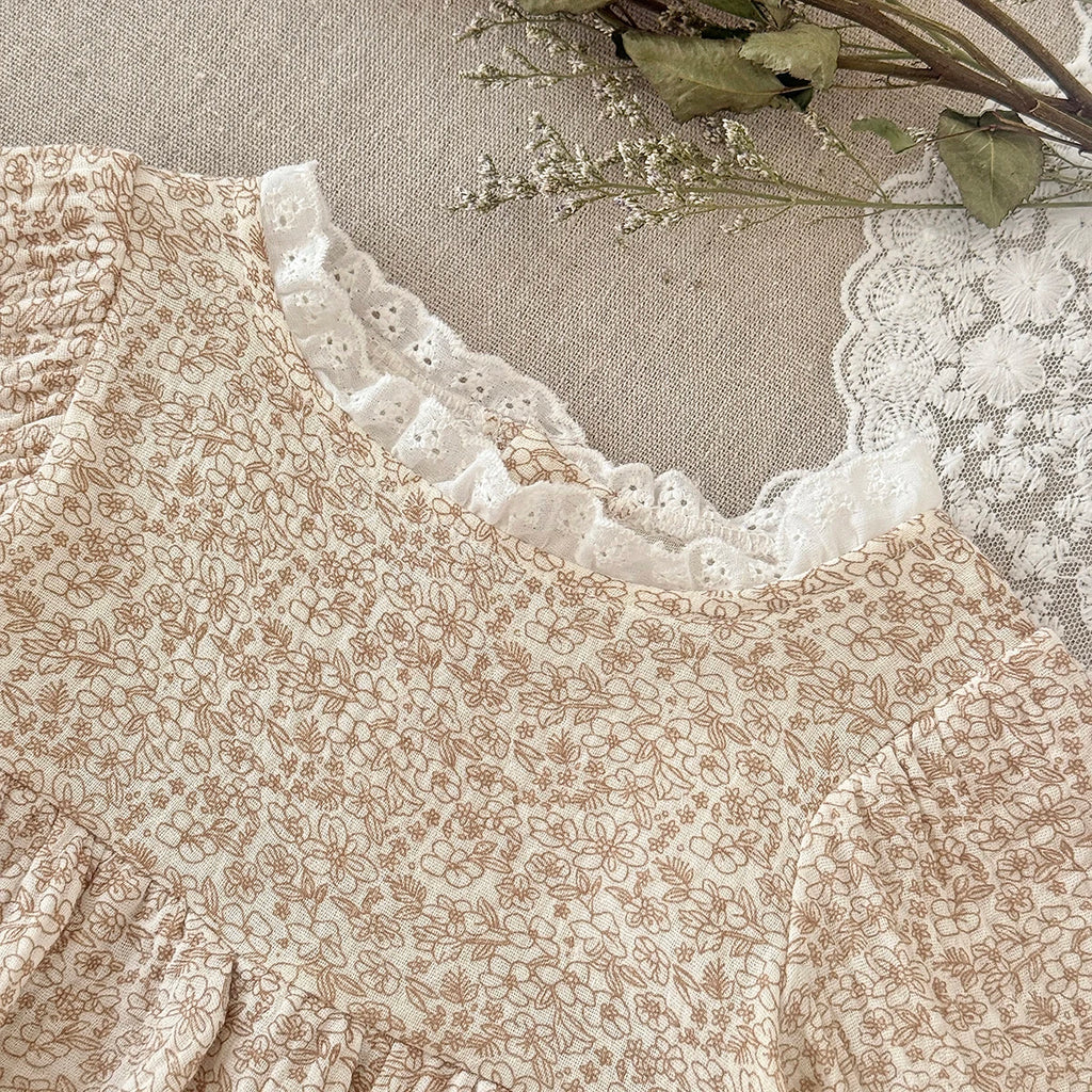 Summer Baby Girl Clothes Full Sleeve Lace Flower Girls Dress Cotton Baby Romper Princess Dress Suitable for babies aged 0-18M