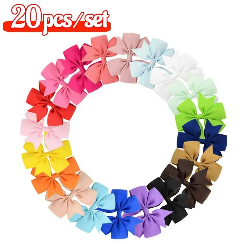 20 Colors Toddler Girls Hair Bows Clips Grosgrain Ribbon Pinwheel Hair Bows Hair Accessories for Baby Girls Kids Children Teens
