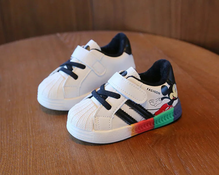 Mickey Minnie Zapatos casuales para niños niñas Zapatillas deportivas transpirables y suaves para bebés Calzado deportivo al aire libre para niños pequeños Primavera
