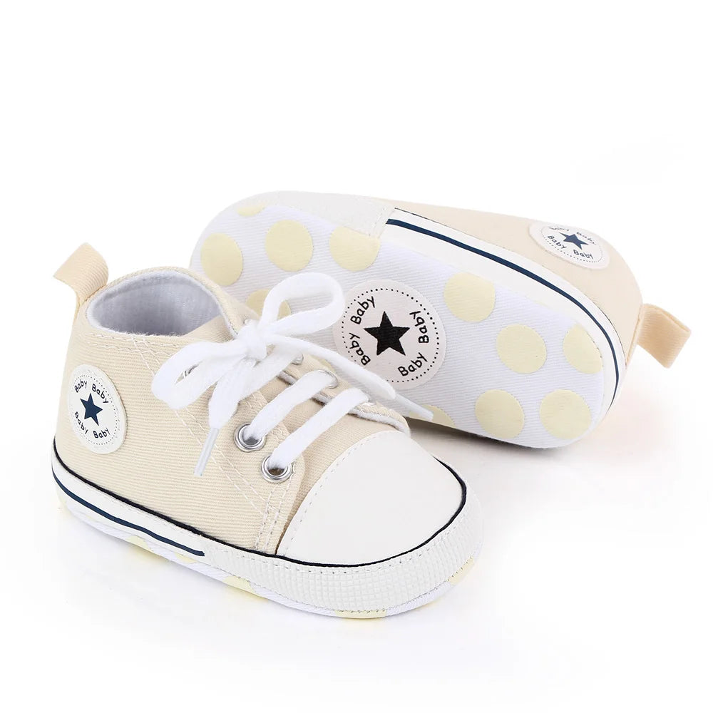 Spring New Baby Shoes Boy and Girl Classic Canvas Casual Sneakers Soft Sole Non-Slip Walking Newborn Toddler Shoes First Walkers